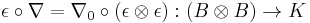 \epsilon \circ \nabla = \nabla_0 \circ (\epsilon \otimes \epsilon)�: (B \otimes B) \to K