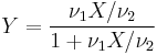 Y=\frac{\nu_1 X/\nu_2}{1%2B\nu_1 X/\nu_2}