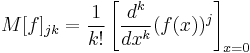 M[f]_{jk} = \frac{1}{k!}\left[\frac{d^k}{dx^k} (f(x))^j \right]_{x=0}