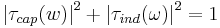 \left|\tau_{cap}(w)\right|^2 %2B \left|\tau_{ind}(\omega)\right|^2 = 1