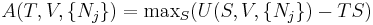 A(T,V,\{N_j\})=\mathrm{max}_S(U(S,V,\{N_j\})-TS)\,