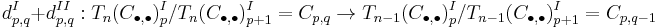 d^I_{p,q} %2B d^{II}_{p,q}�:
T_n(C_{\bull,\bull})^I_p / T_n(C_{\bull,\bull})^I_{p%2B1} =
C_{p,q} \rightarrow
T_{n-1}(C_{\bull,\bull})^I_p / T_{n-1}(C_{\bull,\bull})^I_{p%2B1} =
C_{p,q-1}