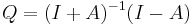  Q = (I %2B A)^{-1}(I - A)