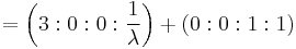  = \left( 3�: 0�: 0�: {1 \over \lambda} \right) %2B (0:0:1:1) 