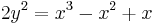 2y^2 = x^3 -x^2 %2B x