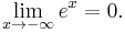  \lim_{x \to -\infty}e^x = 0. \, 