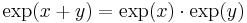 \exp(x%2By) = \exp(x) \cdot \exp(y)