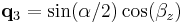 \mathbf{q}_3 = \sin(\alpha/2)\cos(\beta_z)