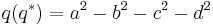 q(q^*)=a^2-b^2-c^2-d^2