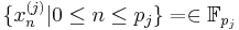 \{x_n^{(j)} | 0\leq n \leq p_j\}=\in \mathbb F_{p_j} 