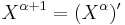 \displaystyle X^{\alpha%2B1}=(X^\alpha)'