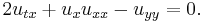 2u_{tx}%2Bu_xu_{xx}-u_{yy} = 0. \, 