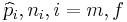 \widehat{p}_i, n_i, i=m,f