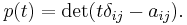 p(t) = \det(t\delta_{ij}-a_{ij}).