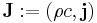  \mathbf{J}�:= \left( \rho c, \mathbf{j} \right) 