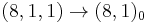 (8,1,1)\rightarrow(8,1)_0