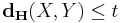 \mathbf{d_H}(X, Y) \leq t