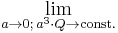 \lim_{a\to 0;\,a^3\cdot Q\to\rm{const.}}