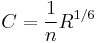 C=\frac{1}{n}R^{1/6}