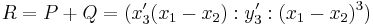  R = P %2B Q = (x_3'(x_1-x_2):y_3':(x_1-x_2)^3)