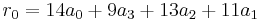 r_0 = 14a_0 %2B 9a_3 %2B 13a_2 %2B 11a_1