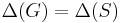 \displaystyle\Delta (G) = \Delta (S)