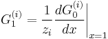 G_{1}^{(i)} = \frac{1}{z_{i}}\frac{dG_{0}^{(i)}}{dx}\Bigg|_{x = 1}