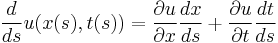 \frac{d}{ds}u(x(s), t(s)) = \frac{\partial u}{\partial x} \frac{dx}{ds} %2B \frac{\partial u}{\partial t} \frac{dt}{ds}