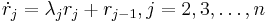 \dot{r}_{j} = \lambda_j r_j %2B r_{j-1}, j=2,3,\dots,n