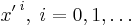 {x'\,}^i, \;i=0,1,\dots