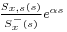 \scriptstyle \frac{S_{x,s}(s)}{S_x^{-}(s)}e^{\alpha s}