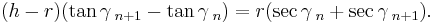 (h-r) ( \tan \gamma\,_{n%2B1} - \tan \gamma\,_n ) = r ( \sec \gamma\,_n %2B \sec \gamma\,_{n%2B1} ).