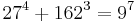 27^4 %2B162^3 = 9^7