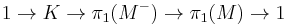 1 \rightarrow K \rightarrow \pi_1(M^{-}) \rightarrow \pi_1(M) \rightarrow 1