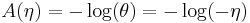  A(\eta) = -\log(\theta) = -\log(-\eta) \, 