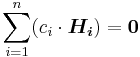 \sum_{i=1}^n (c_i \cdot \boldsymbol{H_i}) = \boldsymbol{0}