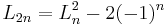 L_{2n} = L_n^2 - 2(-1)^n \,