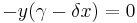 -y(\gamma - \delta  x) = 0\,