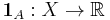 \mathbf{1}_{A}�: X \to \mathbb{R}