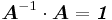 \boldsymbol{A}^{-1}\cdot\boldsymbol{A} = \boldsymbol{\mathit{1}}