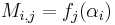 M_{i,j} = f_j(\alpha_i)