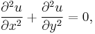 \frac{\part^2 u}{\partial x^2} %2B \frac{\part^2 u}{\partial y^2}=0,~