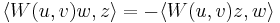 \langle W(u,v)w,z \rangle=-\langle W(u,v)z,w \rangle^{}_{}