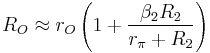 R_O \approx  r_O \left( 1%2B \frac { \beta_2 R_2} { r_{\pi} %2BR_2} \right)  \  