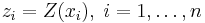 z_i=Z(x_i),\;i=1,\ldots,n