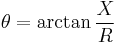 \theta = \arctan{X \over R}