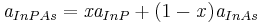 \mathit{a}_{InPAs} = \mathit{x}\mathit{a}_{InP} %2B (1-\mathit{x})\mathit{a}_{InAs}