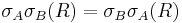 \sigma_{A}\sigma_{B}(R)=\sigma_{B}\sigma_{A}(R)\,\!