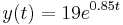  y(t) = 19e^{0.85t}