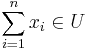 \sum_{i=1}^n x_i\in U